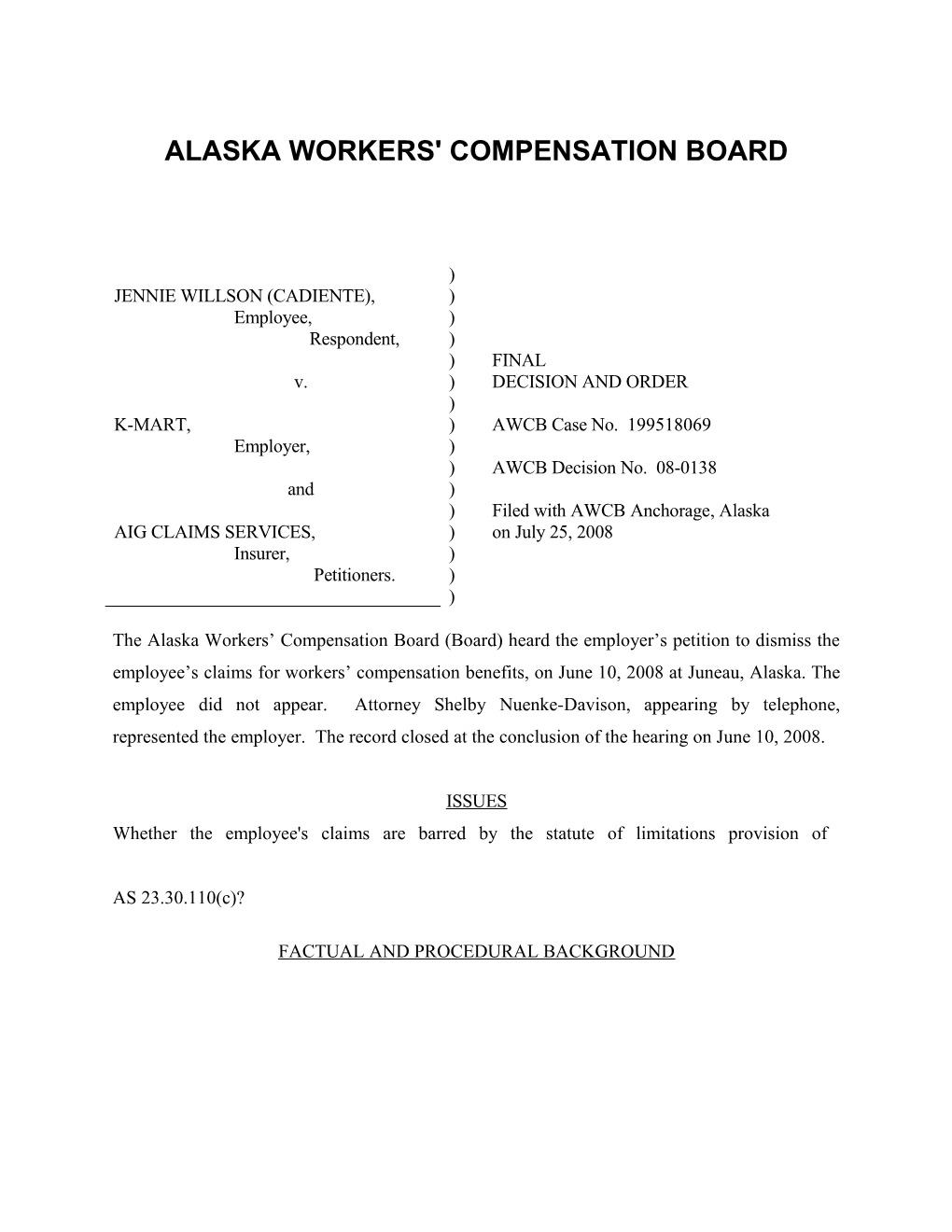 Alaska Workers' Compensation Board s32