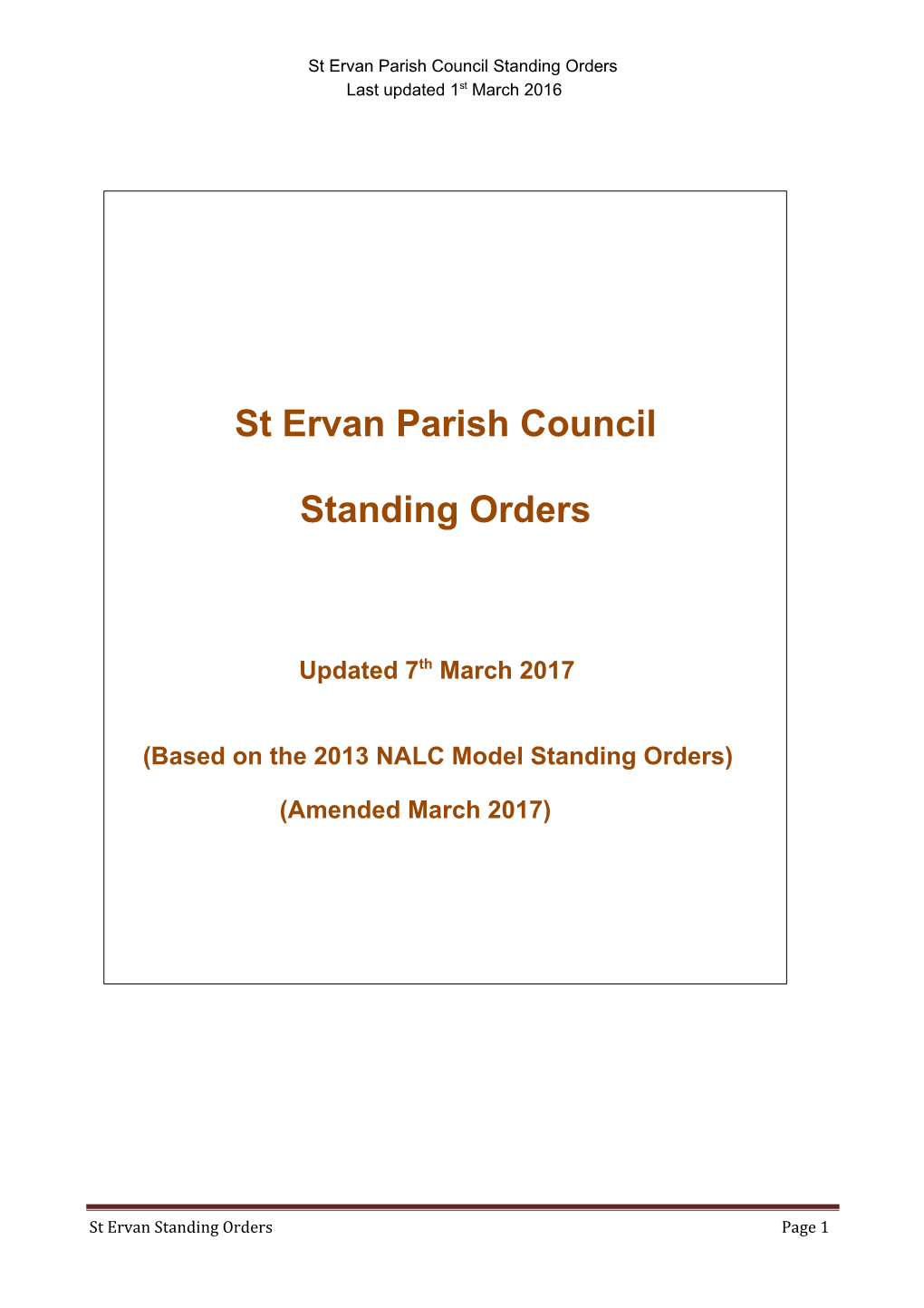 St Ervan Parish Council Standing Orders