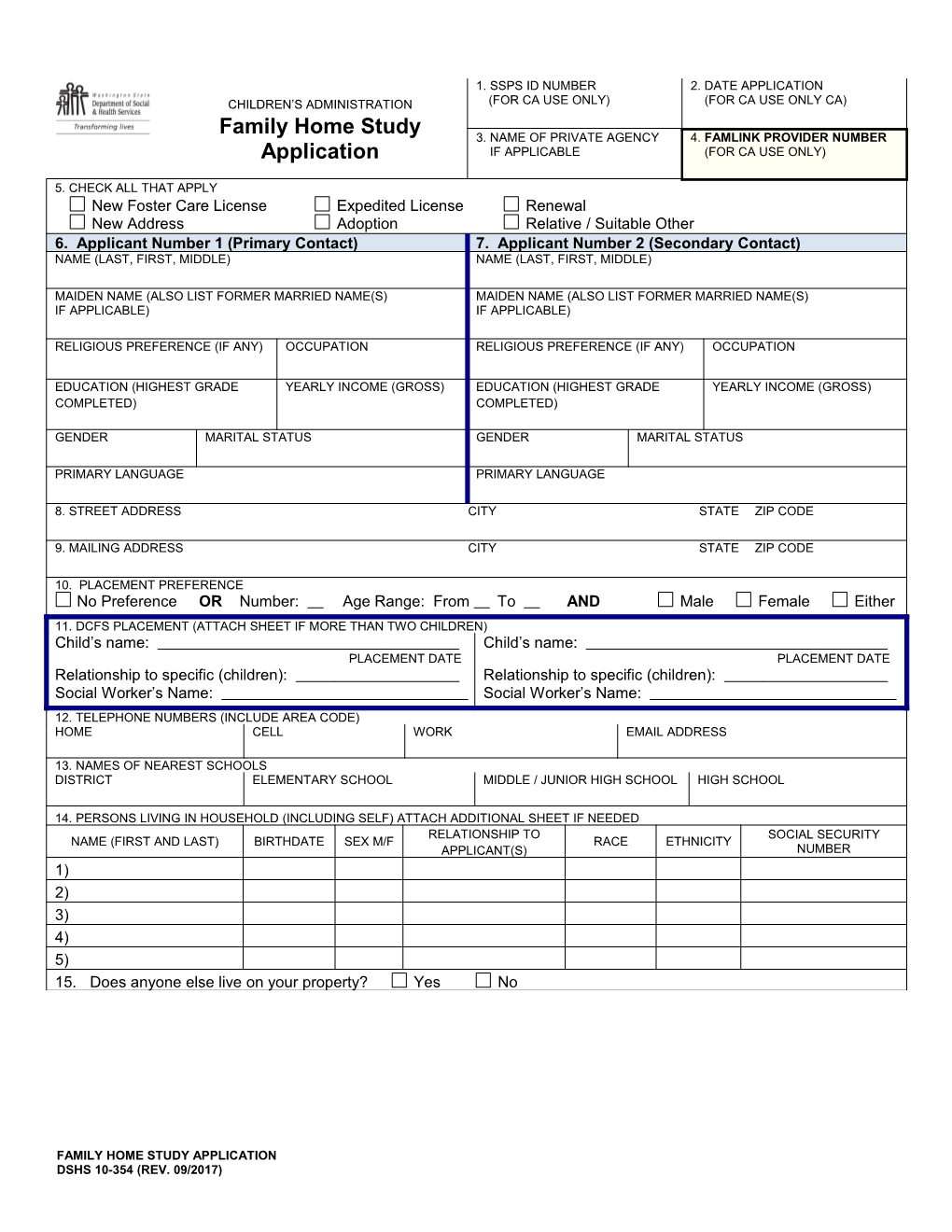 Family Home Study Application