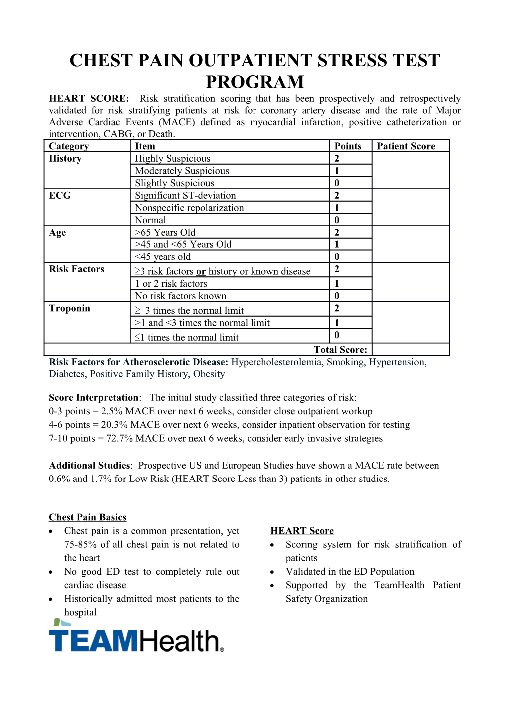 Chest Pain Outpatient Stress Test Program