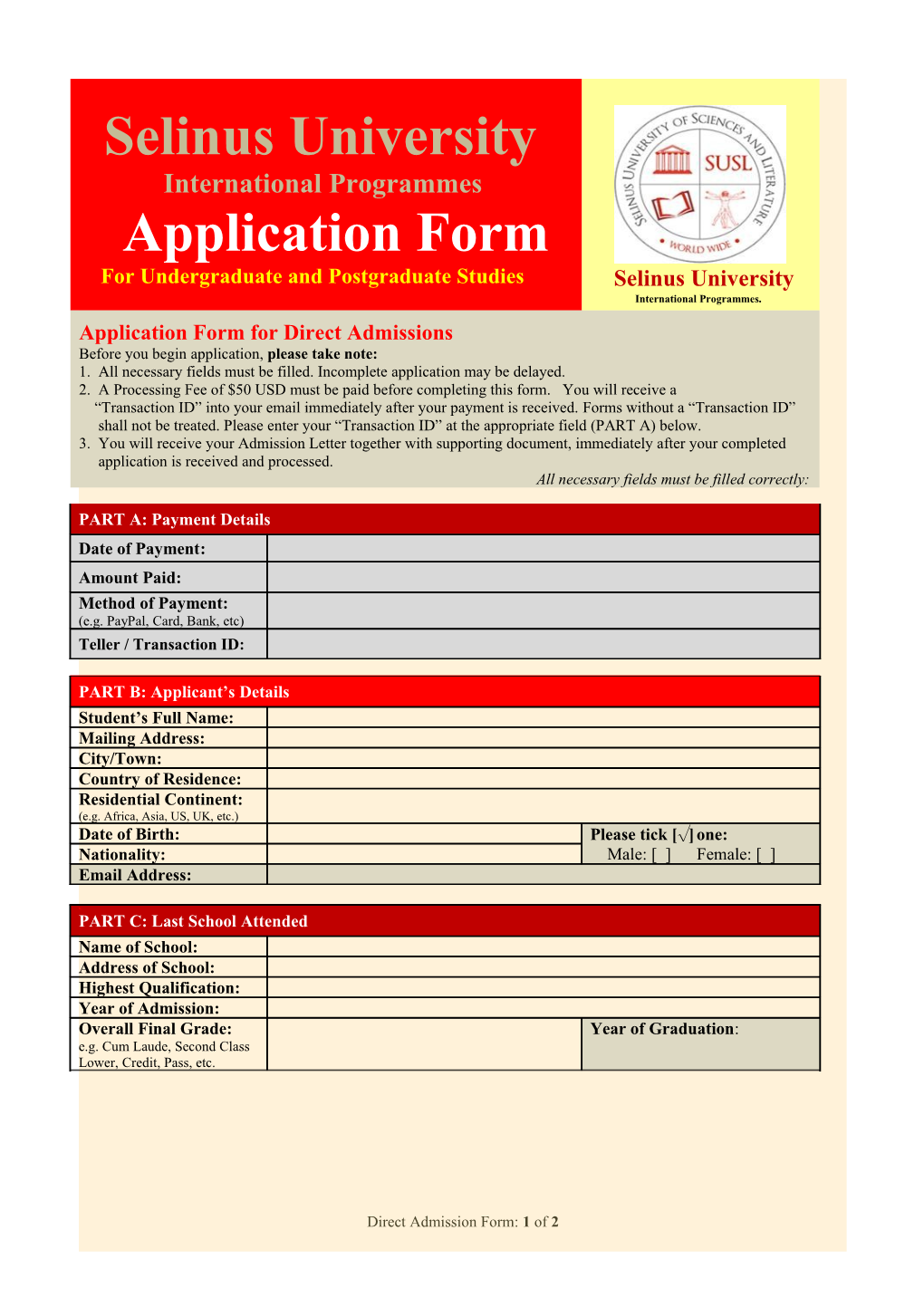Return the Completed Application Form Email Attachment To