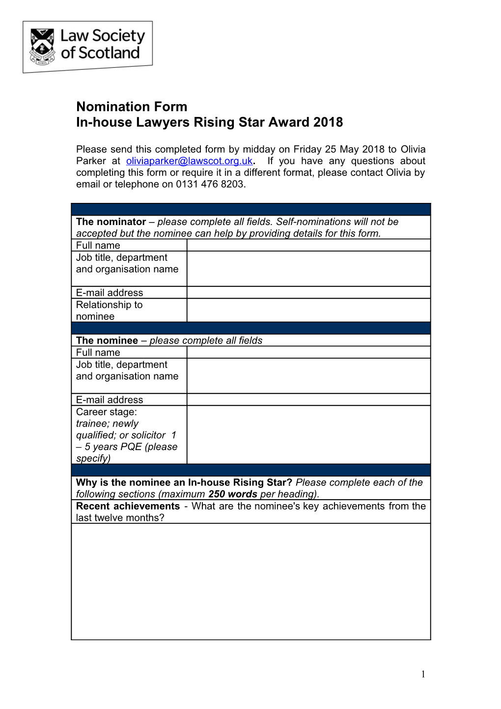 In-House Lawyers Rising Star Award 2018