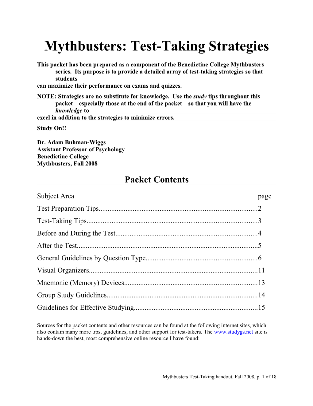 Mythbusters: Test-Taking Strategies