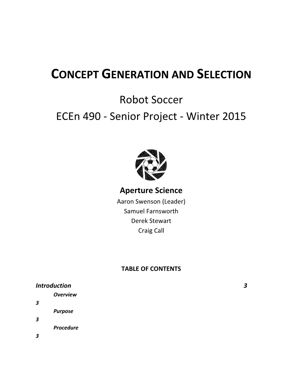 Concept Generation and Selection