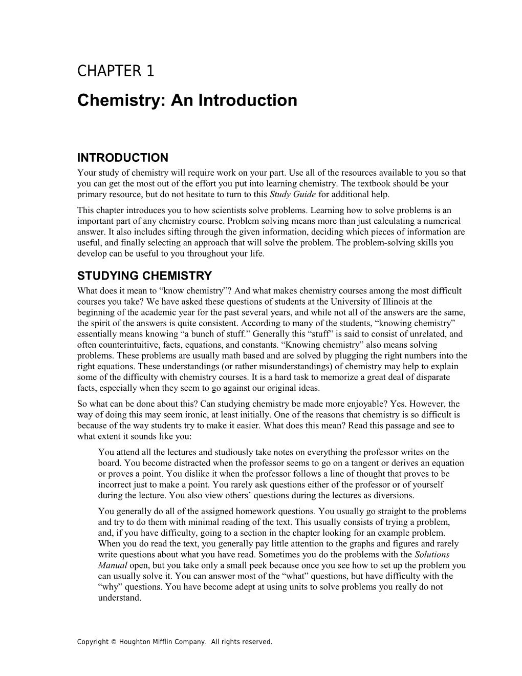 Chapter 1: Chemistry: an Introduction 1