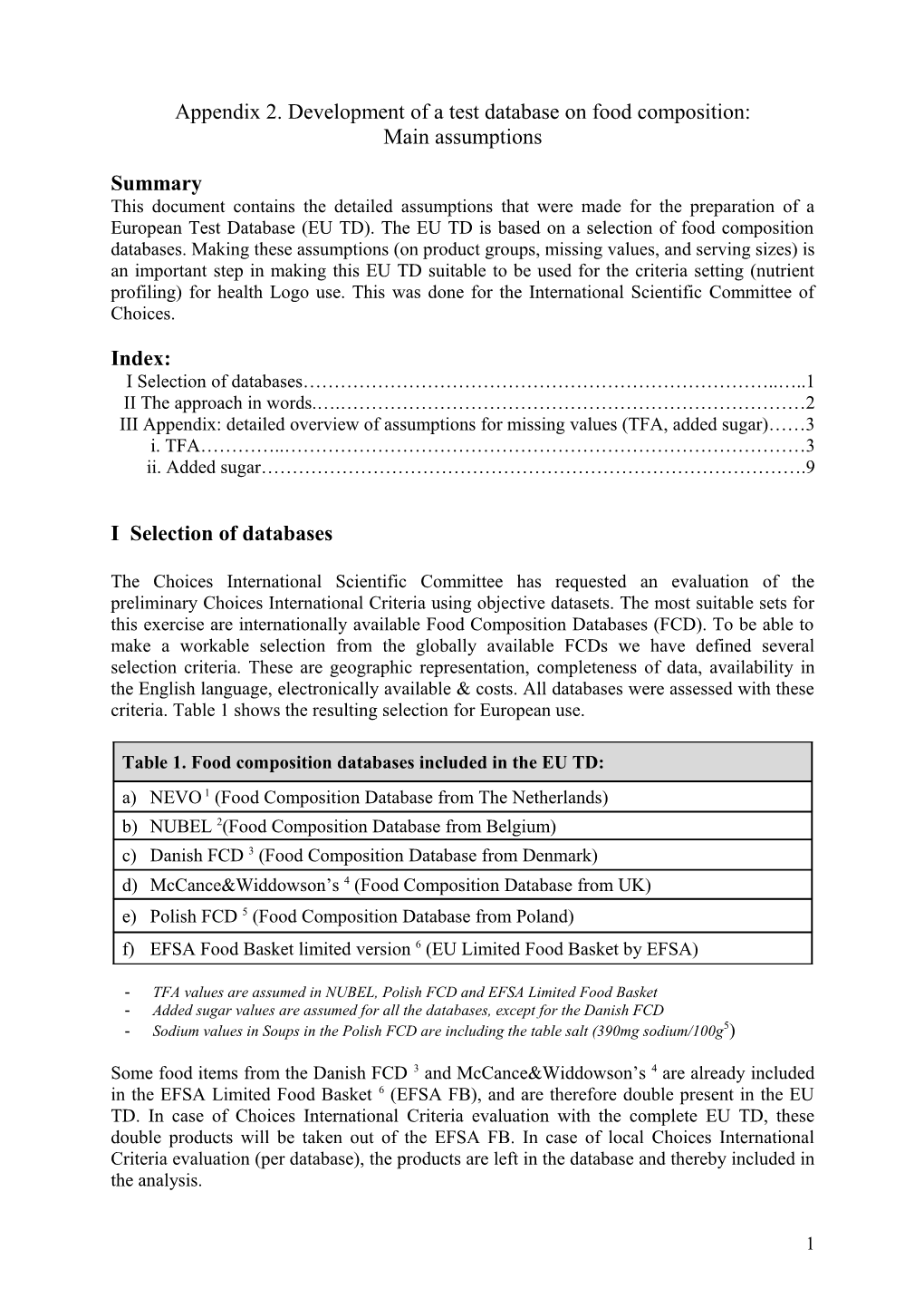 Preparation of the Food Composition Databases