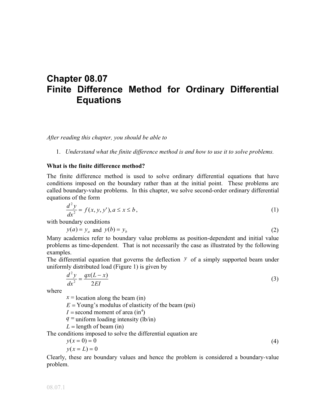 Finite Difference Method for Solving Differential Equations