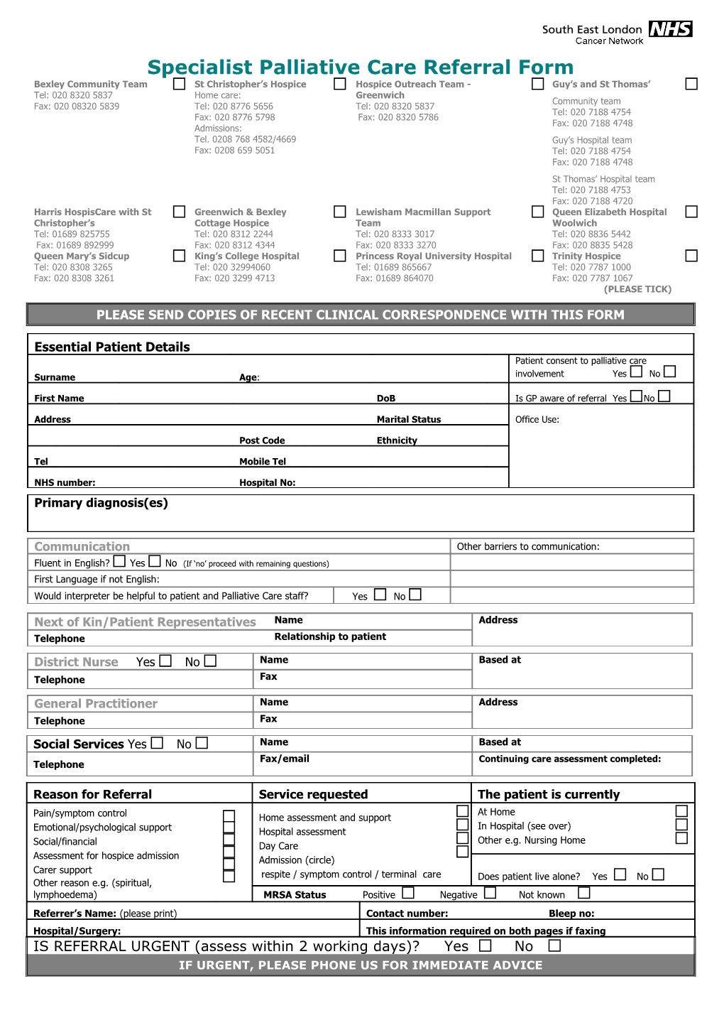 Pall Care Referral Form