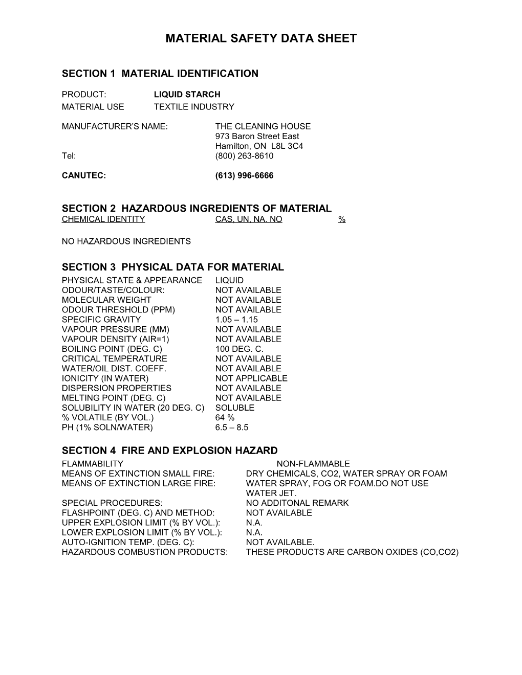 Material Safety Data Sheet s56