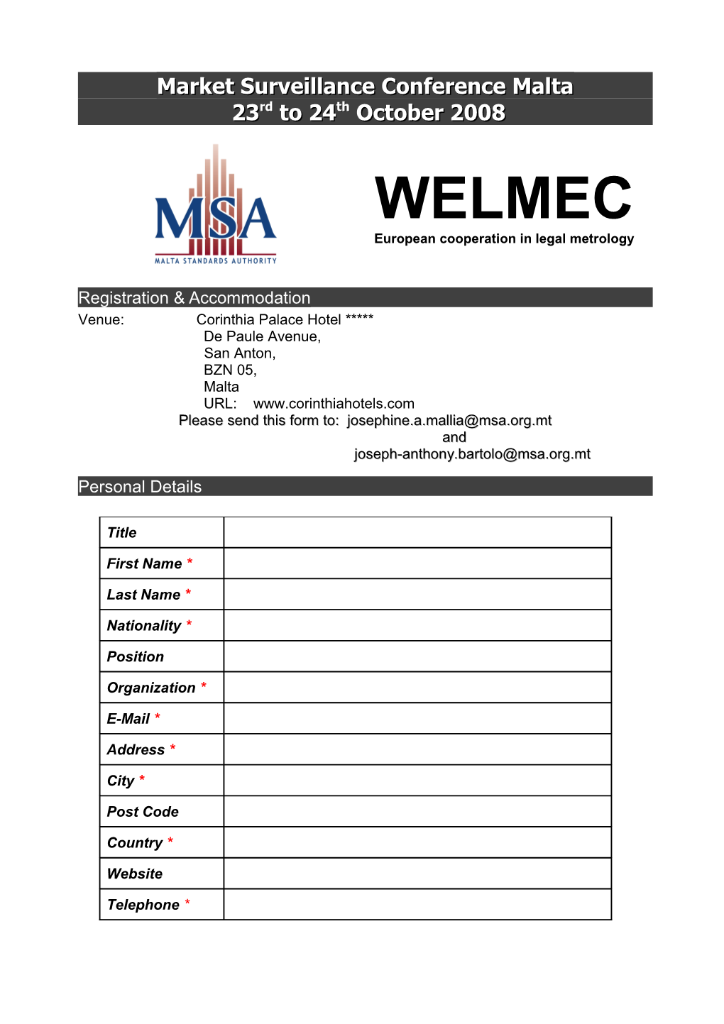 EUROMET TC on Laboratory Quality Systems