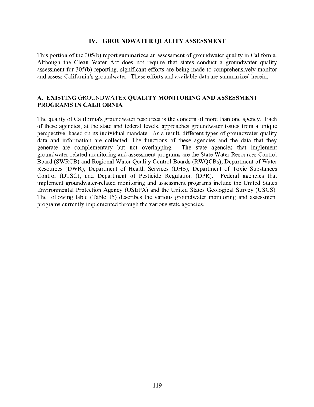 305(B) Groundwater Assessment - California