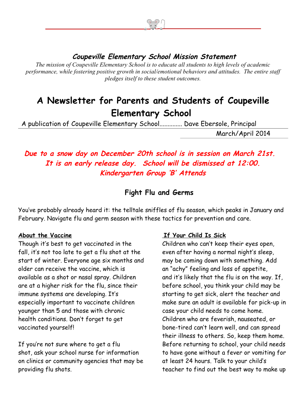 A Newsletter for Parents and Students of Coupeville Elementary School