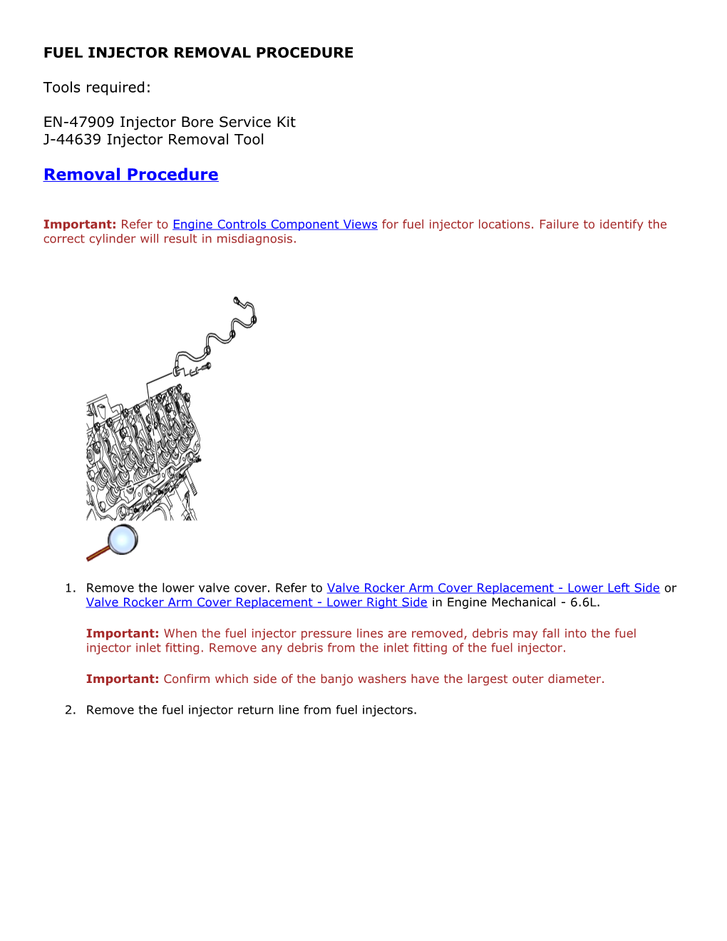 Fuel Injector Removal Procedure