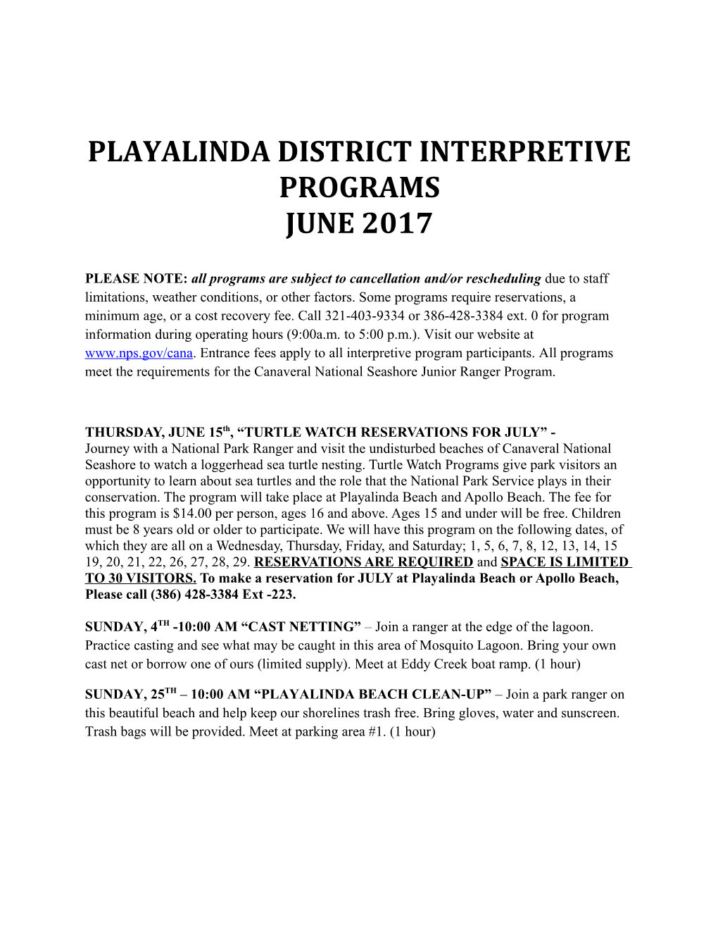 Playalinda District Interpretive