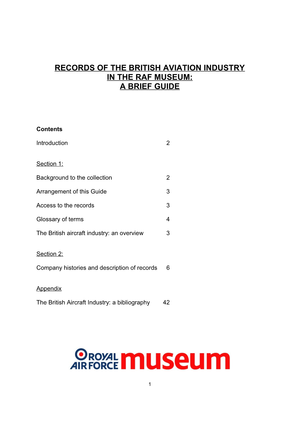 Records of the British Aviation Industry