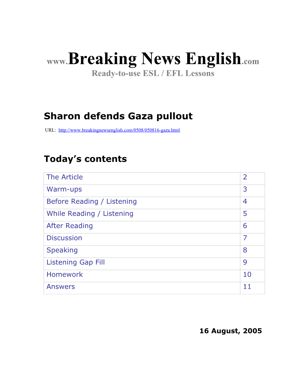 Sharon Defends Gaza Pullout