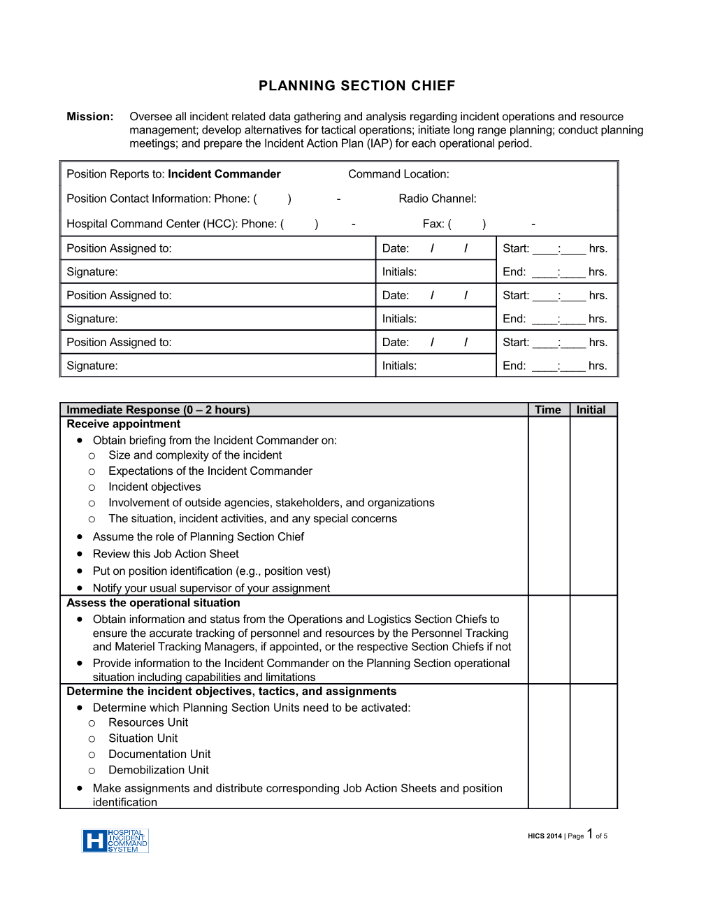 Planning Section Cheif