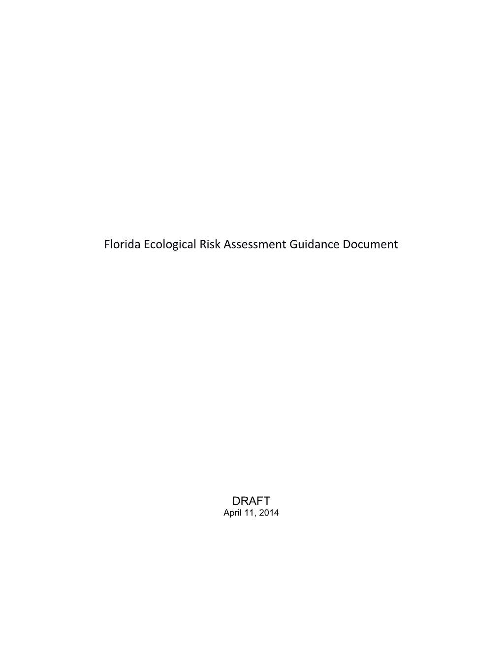 Florida Ecological Risk Assessment Guidance Document