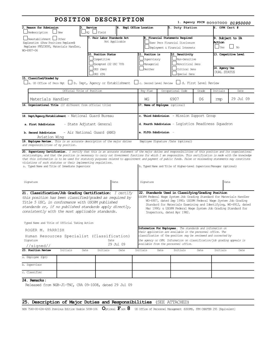 This Position Is Located in the Air National Guard, Mission Support Group, Logistics Readiness