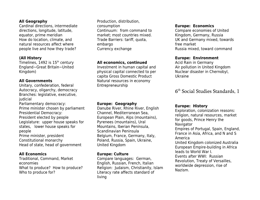 6Th Social Studies Standards