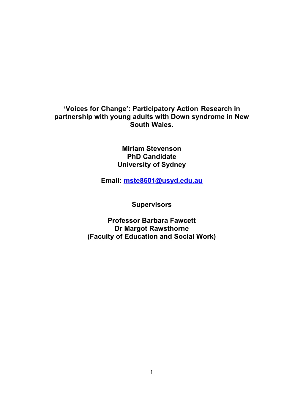 Voices for Change : Participatory Action Research in Partnership with Young Adults With