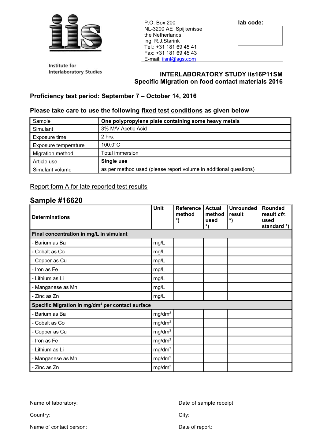 Specific Migration on Food Contact Materials2016