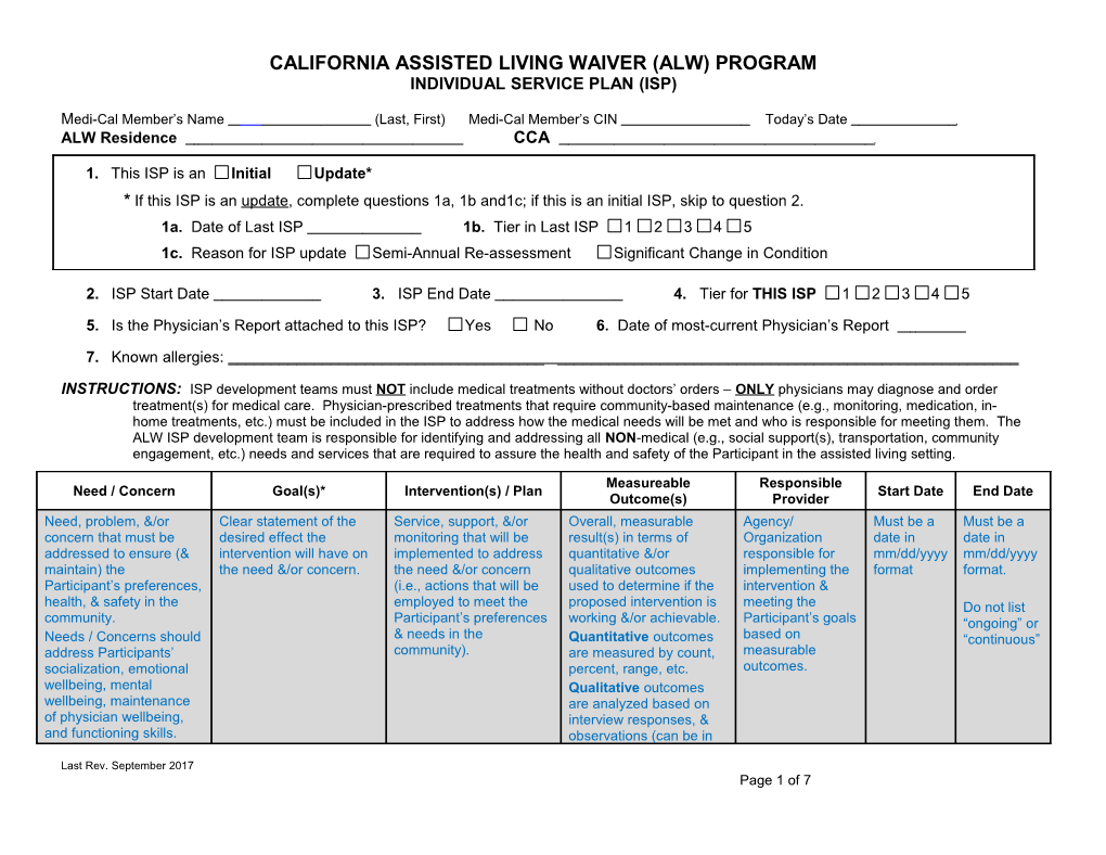 ALWPP Service Plan