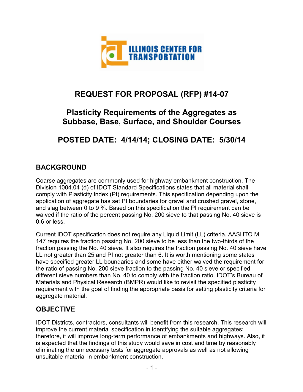 Request for Proposal (Rfp) #14-07