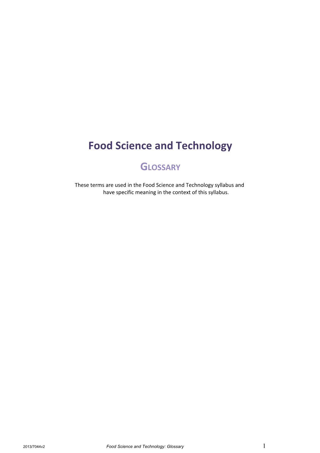 Food Science and Technology s3