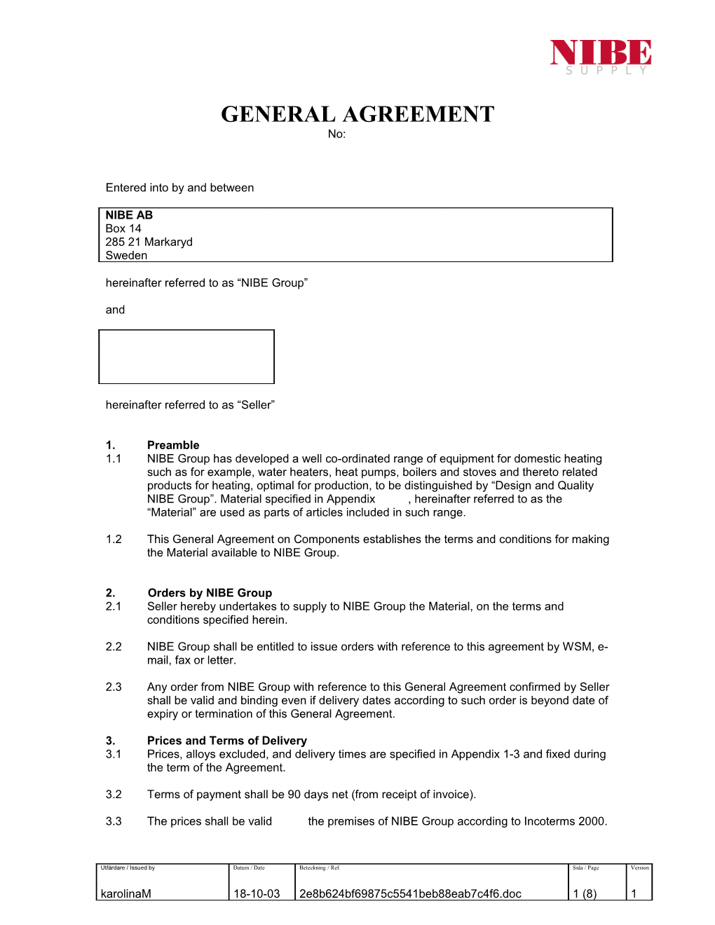 General Agreement