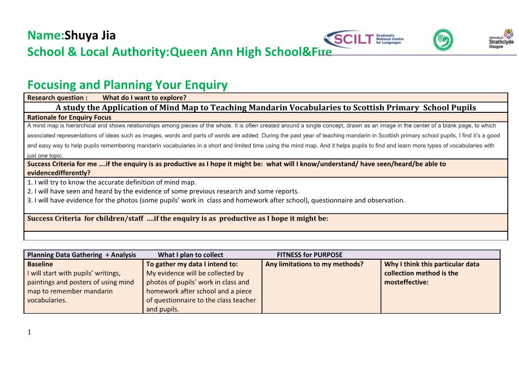 School & Local Authority:Queen Ann High School&Fife