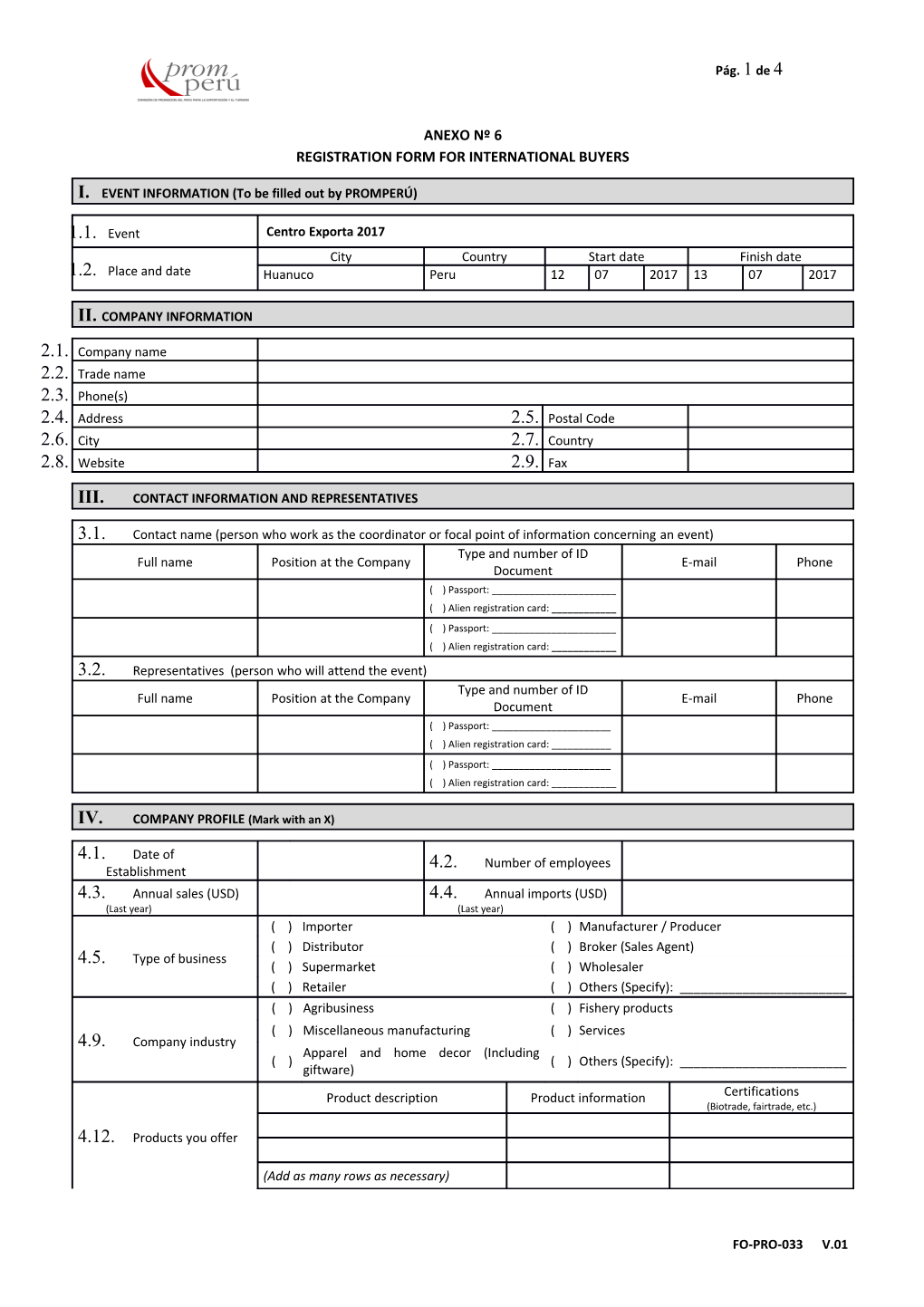 Registration Form for International Buyers