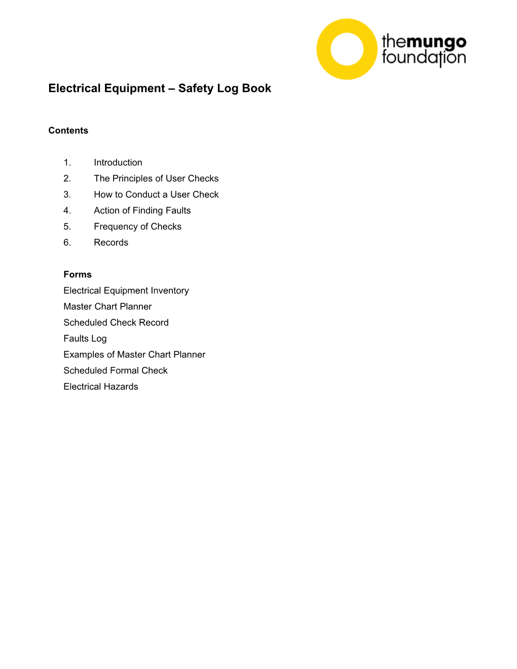 Electrical Equipment Safety Log Book