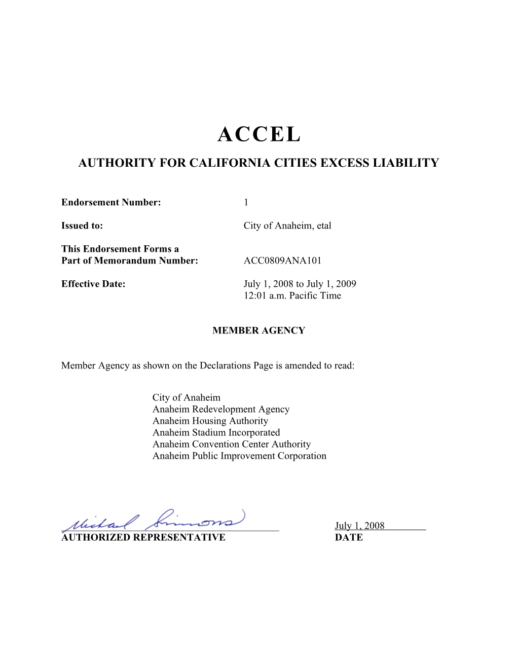 Authority for California Cities Excess Liability