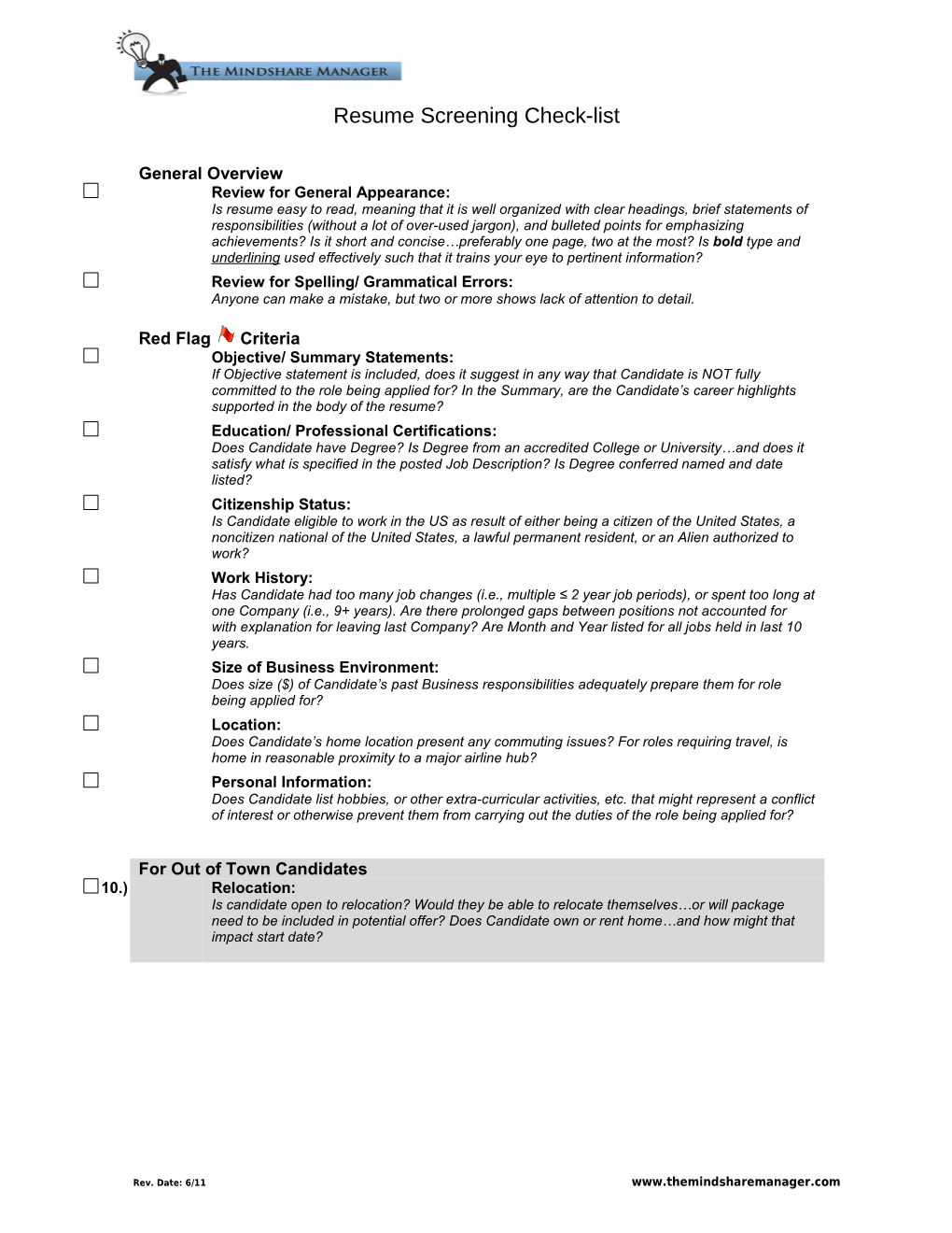 Reference Guide-Sales Position Interview Rating Form