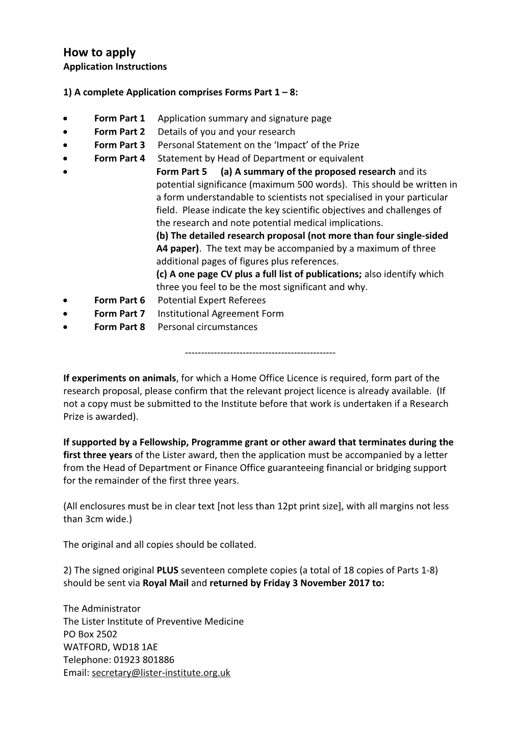 1) a Complete Application Comprises Forms Part 1 8