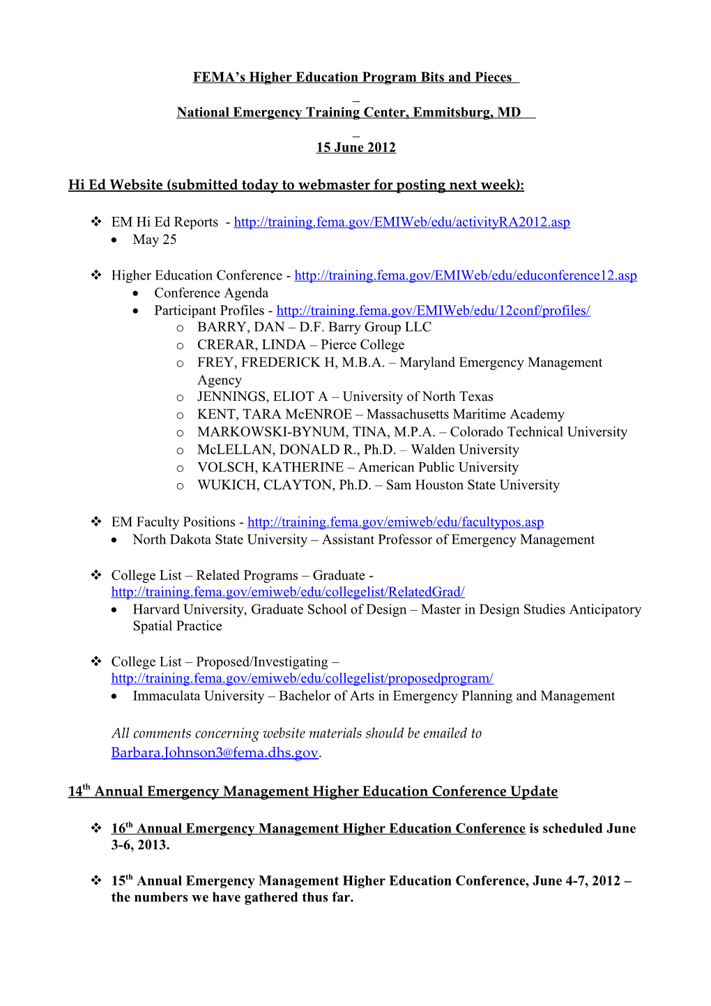 FEMA S Higher Education Program Bits and Pieces s5