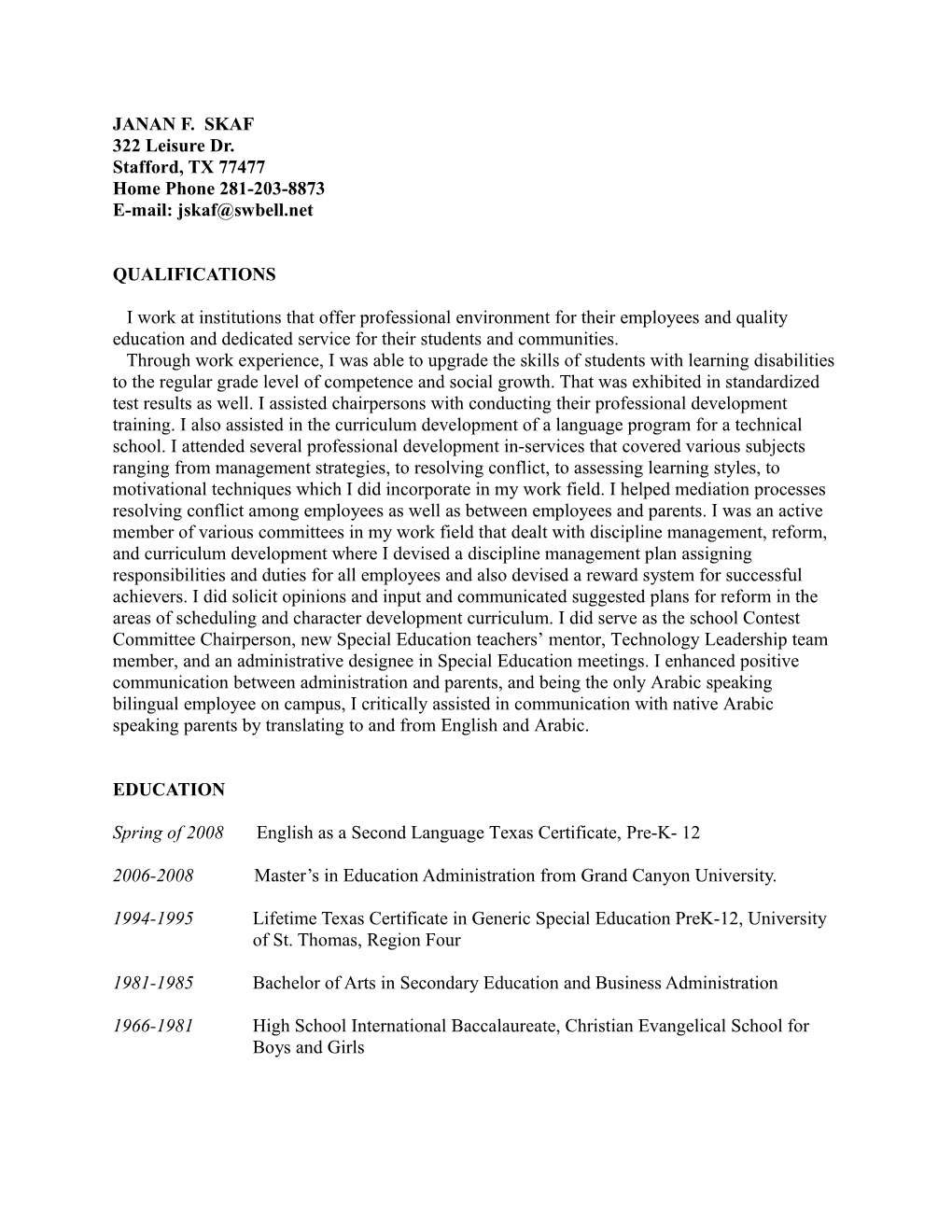 Spring of 2008 English As a Second Language Texas Certificate, Pre-K- 12