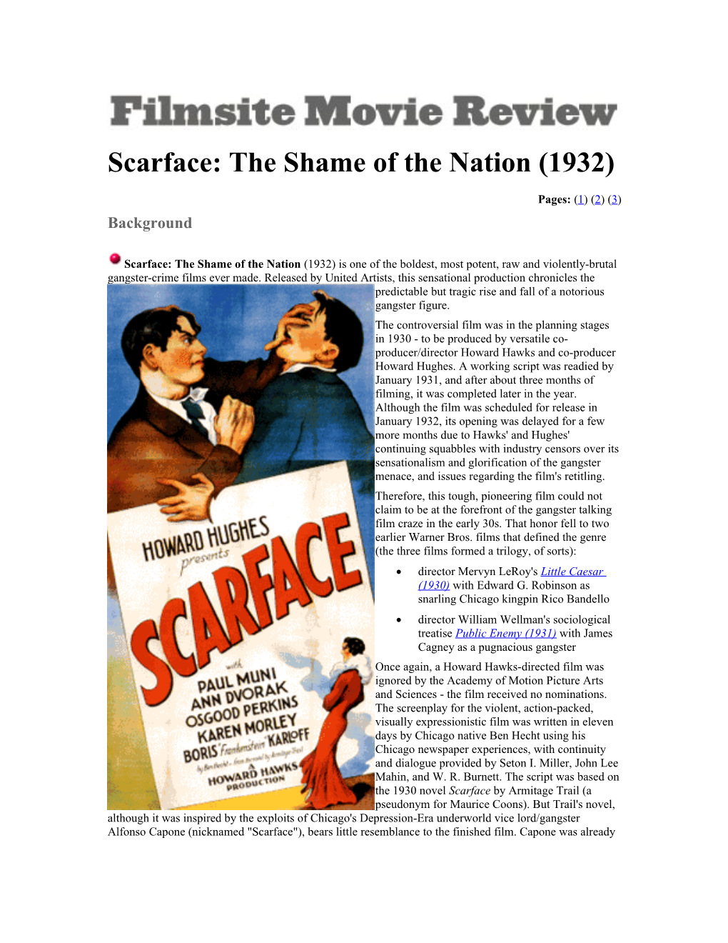 Scarface: the Shame of the Nation (1932) Is One of the Boldest, Most Potent, Raw And