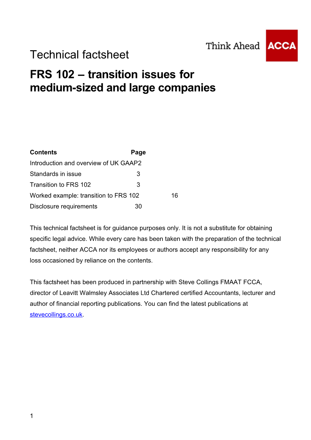FRS 102 Transition Issues for Medium-Sized and Large Companies