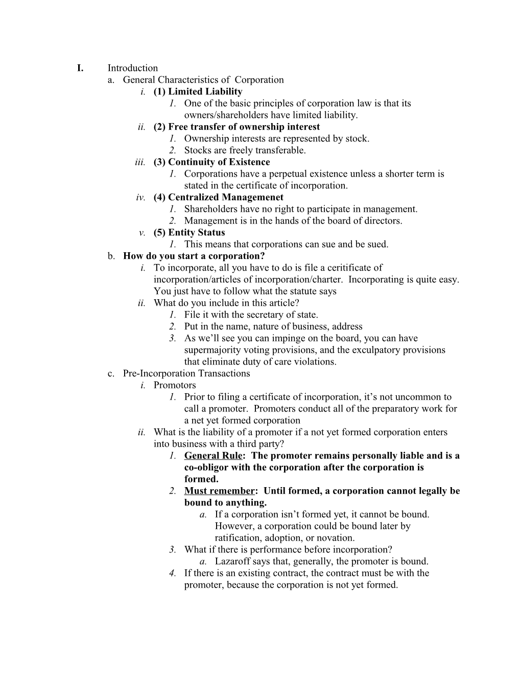 A. General Characteristics of Corporation