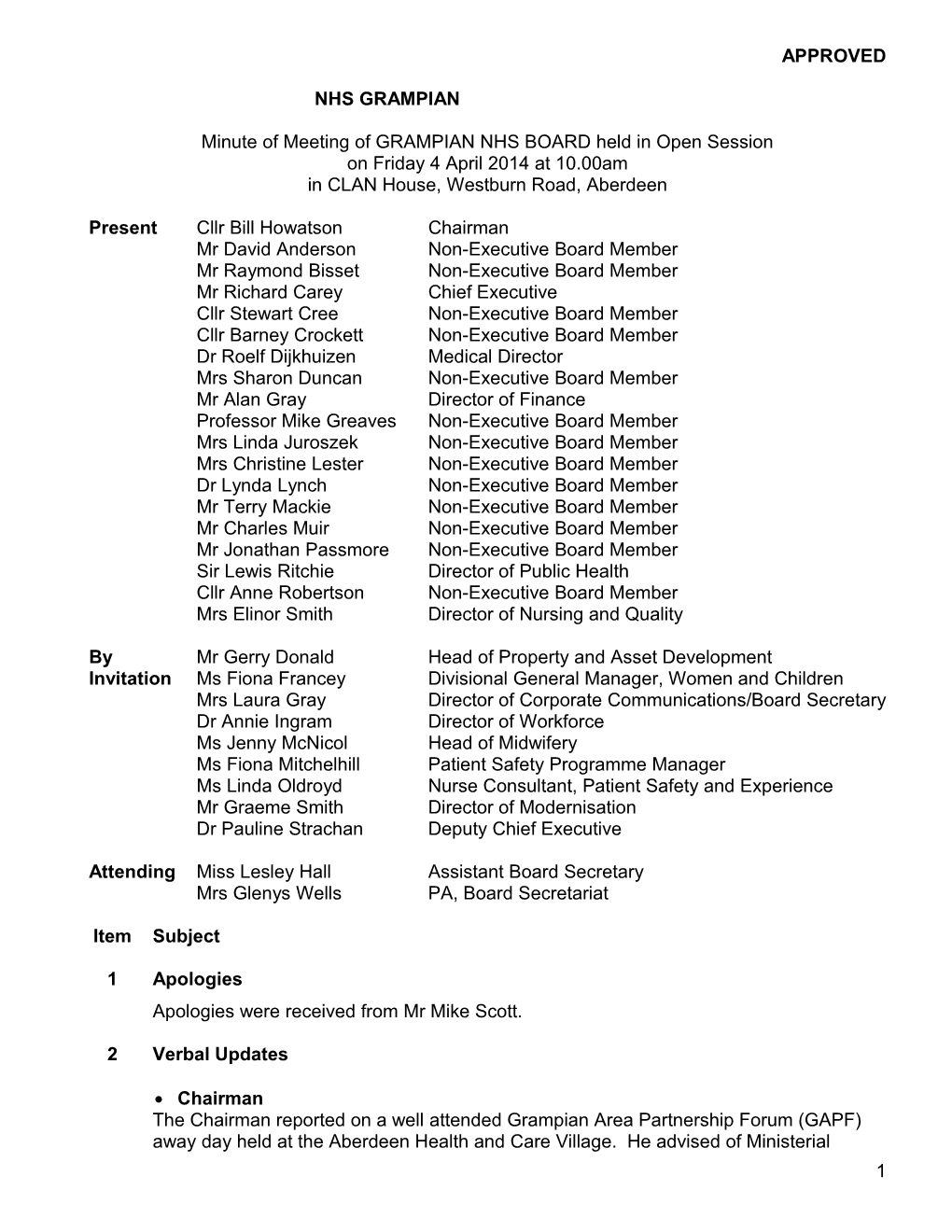 Approved Board Minute 4 April 2014 Revised