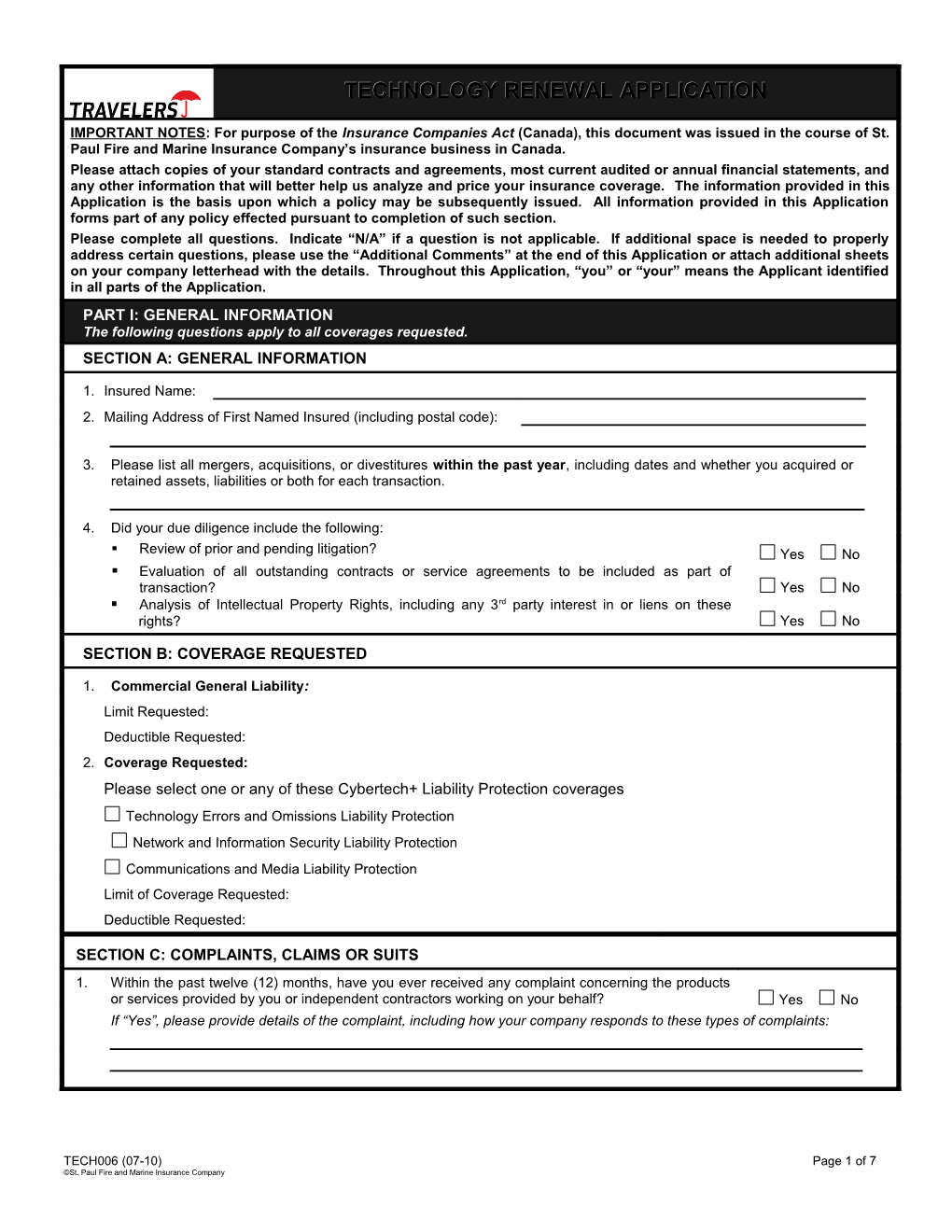 Technology Renewal Application