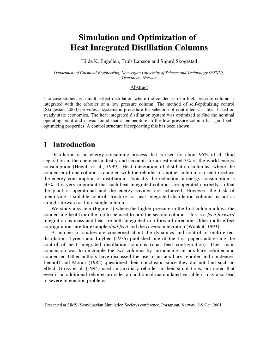 Simulation and Optimization of Multi-Effect Distillation Columns