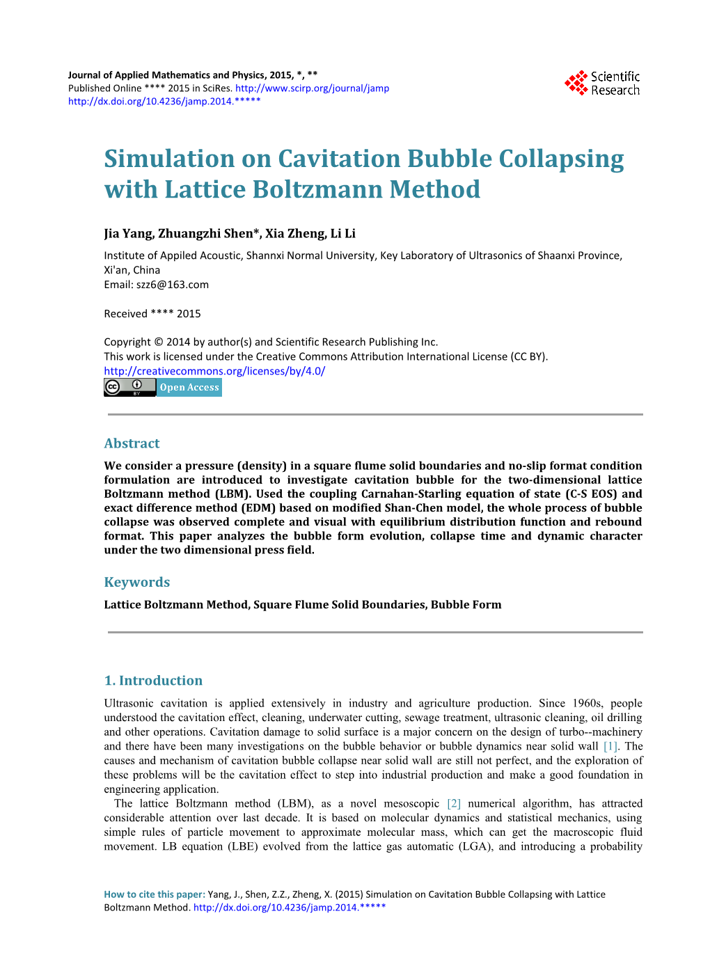 Simulation on Cavitation Bubble Collapsing with Lattice Boltzmann Method