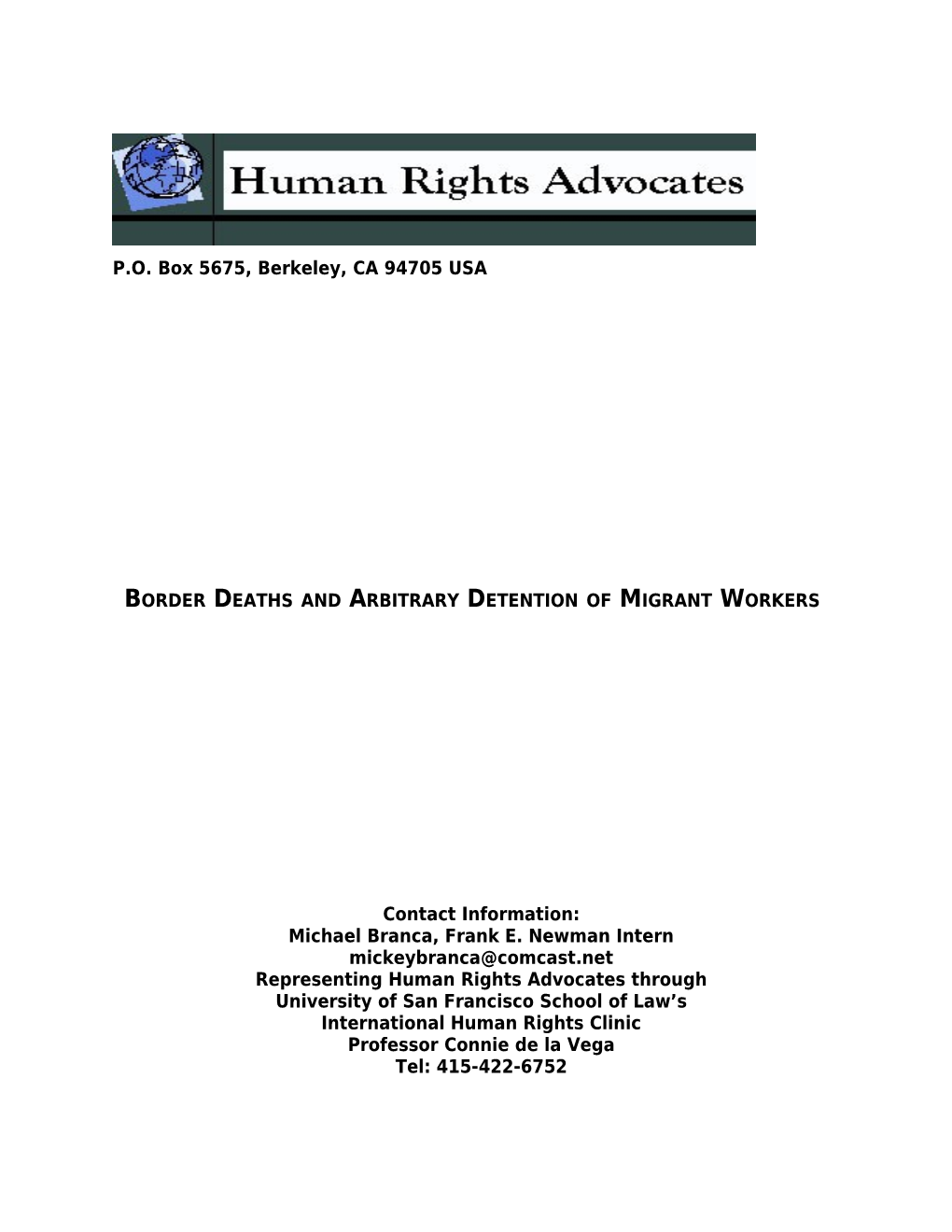 Outline on Migrant Workers Rights