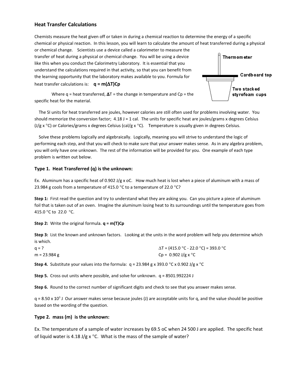 Heat Transfer Calculations