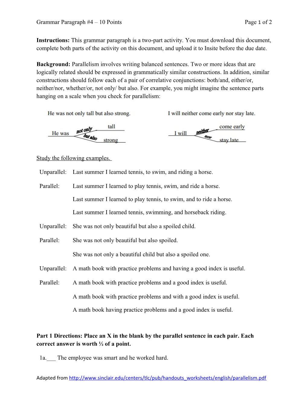 Grammar Paragraph #4 10 Points Page 2 of 2