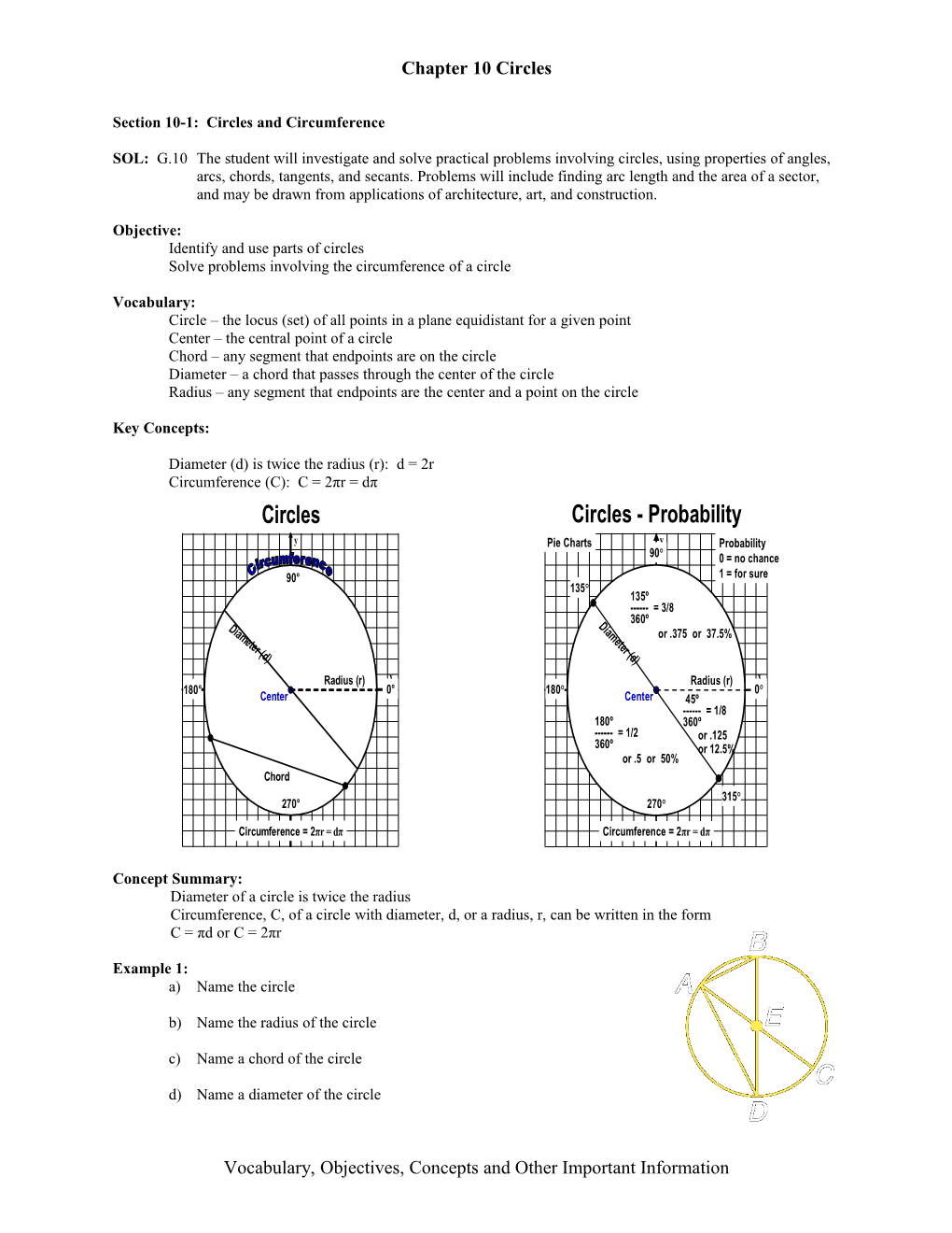 Section 10-1: Circles and Circumference