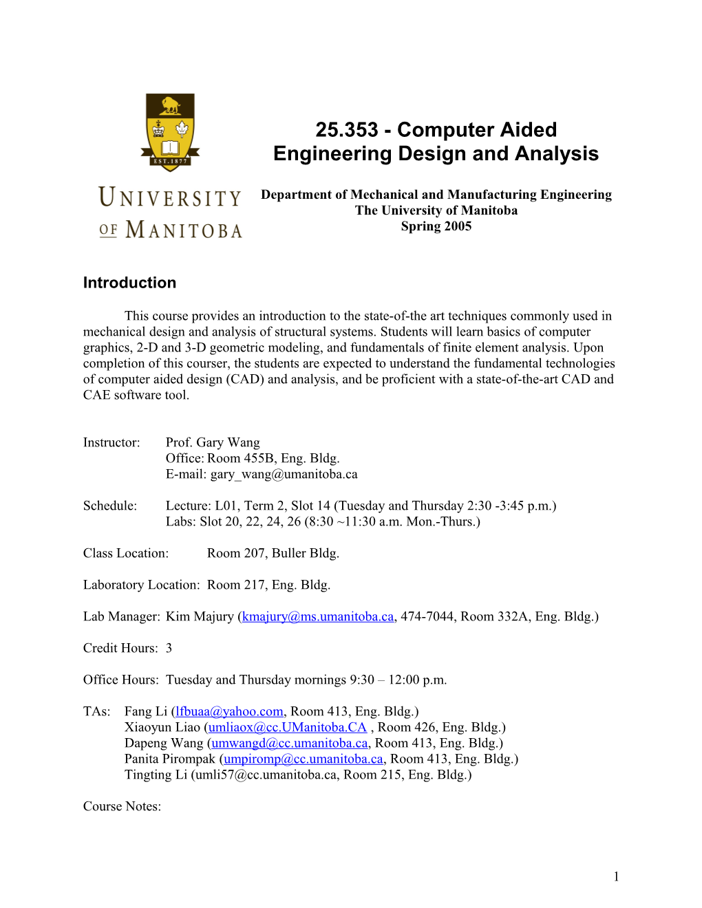 25.353 - Computer Aided Engineering Design and Analysis